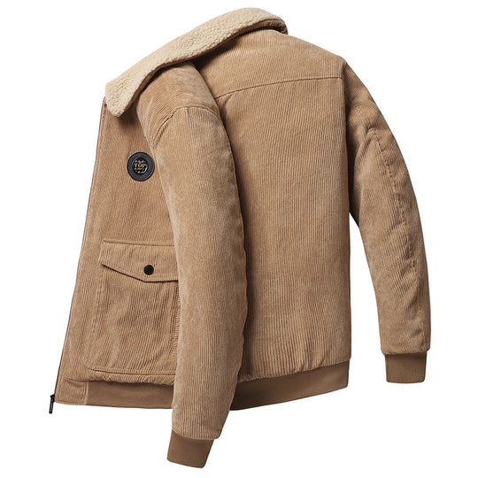 Herren Kord-Bomberjacke mit Teddykragen, Rippbündchen und Multifunktions-Taschen Shop Nory
