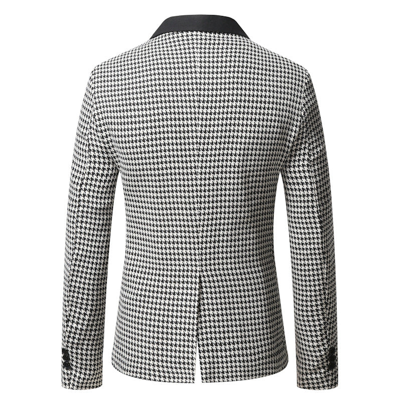 Herren tailliertes Sakko mit Hahnentritt-Muster, Reverskragen und Pattentaschen Shop Nory