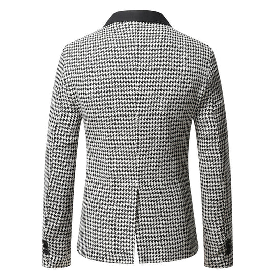 Herren tailliertes Sakko mit Hahnentritt-Muster, Reverskragen und Pattentaschen Shop Nory