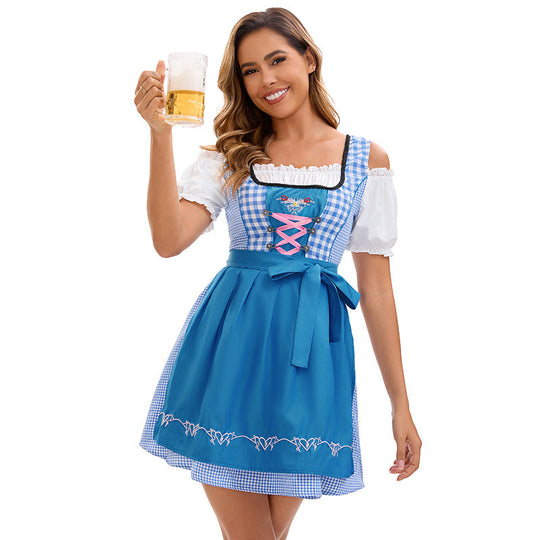 Damen nan traditionelles bayerisches Dirndlkleid mit dekorativer Schnürung und abnehmbarer Schürze Shop Nory