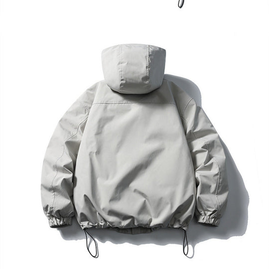 Unisex Wasserdichte technische Kapuzenjacke mit Mehrfach‑Taschen und verstellbarem Saum Shop Nory