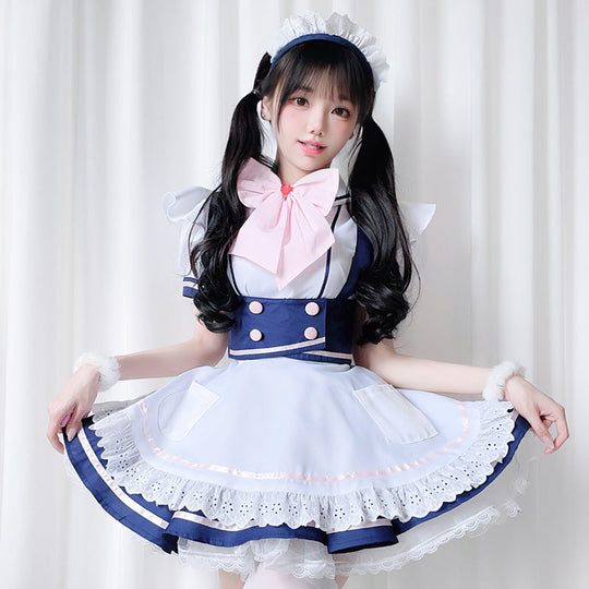 Damen Kostümkleid im verspielten Dienstmädchenstil mit Rüschen und Schleifendetails Shop Nory