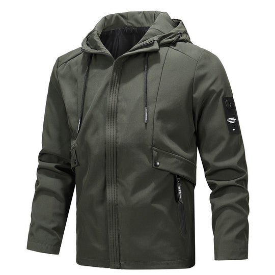 Herren Tech-Softshelljacke mit Kapuze, winddichter Membran und verdeckten Multifunktionstaschen Shop Nory