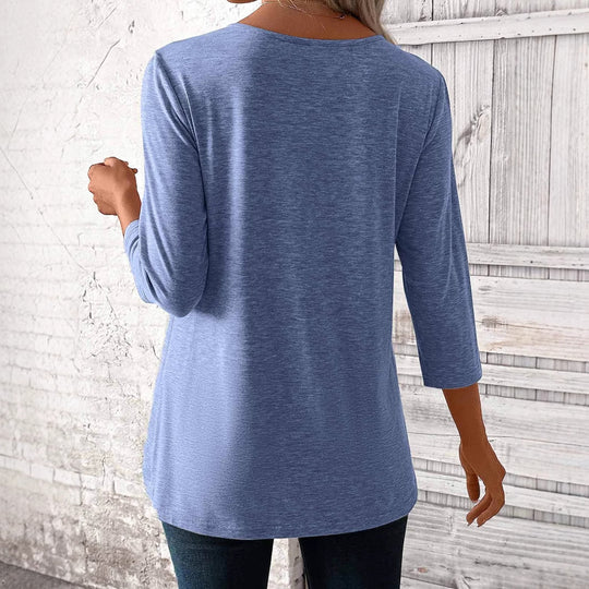 Damen Zweiteilige Tunika im Lagenlook mit Faltenpasse und 3/4-Ärmeln Shop Nory