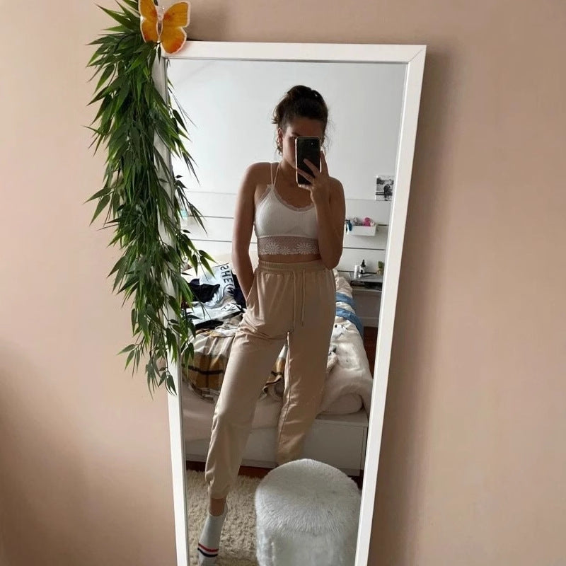 Damen nan relaxed Highwaist-Jogginghose mit elastischem Bund, Kordelzug und gerippten Saumbündchen Shop Nory