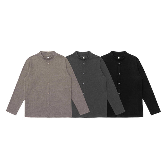 Unisex Feinstrukturierter Knopfcardigan mit Stehkragen Shop Nory