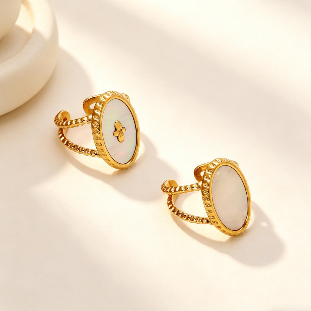 Damen Offener Ring mit kunstvollem Blütenmotiv und elegantem Perlenschmuck Shop Nory