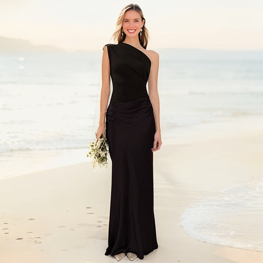 Elegantes One-Shoulder Maxikleid