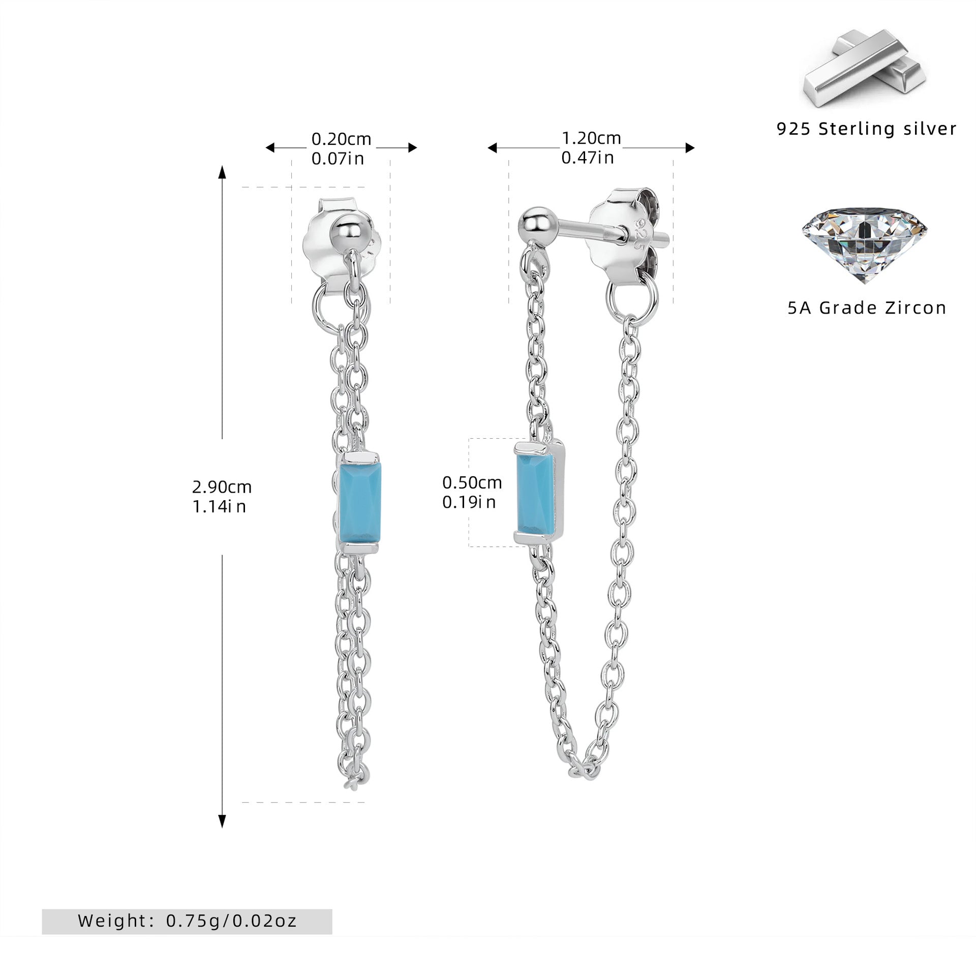 Damen Ohrringe mit luxuriösen Zirkonanhängern aus 925 Sterling Silber Shop Nory
