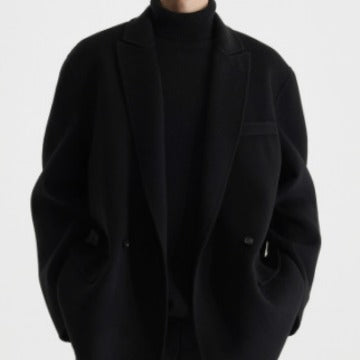 Herren Boxy Wollmix-Kurzmantel mit Doppelknopf und fallendem Revers Shop Nory