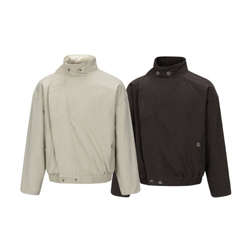 Herren Asymmetrische Kurzjacke mit Stehkragen, gesteppter Frontblende und elastischem Saum Shop Nory