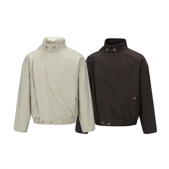 Herren Asymmetrische Kurzjacke mit Stehkragen, gesteppter Frontblende und elastischem Saum Shop Nory