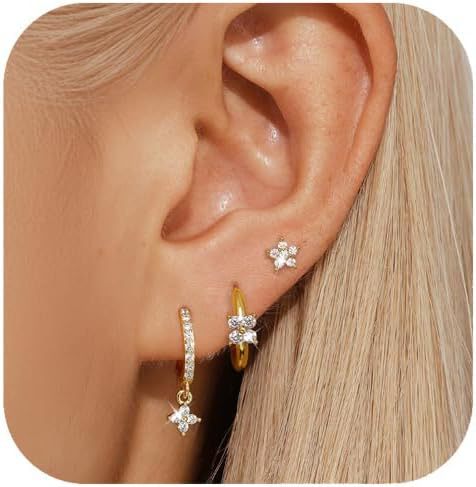 Damen Ohrstecker-Set mit funkelnden Kristallen Shop Nory