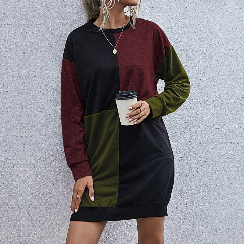 Damen Lockeres Blockdesign-Sweatshirtkleid mit Oversize-Passform und Bündchen Shop Nory