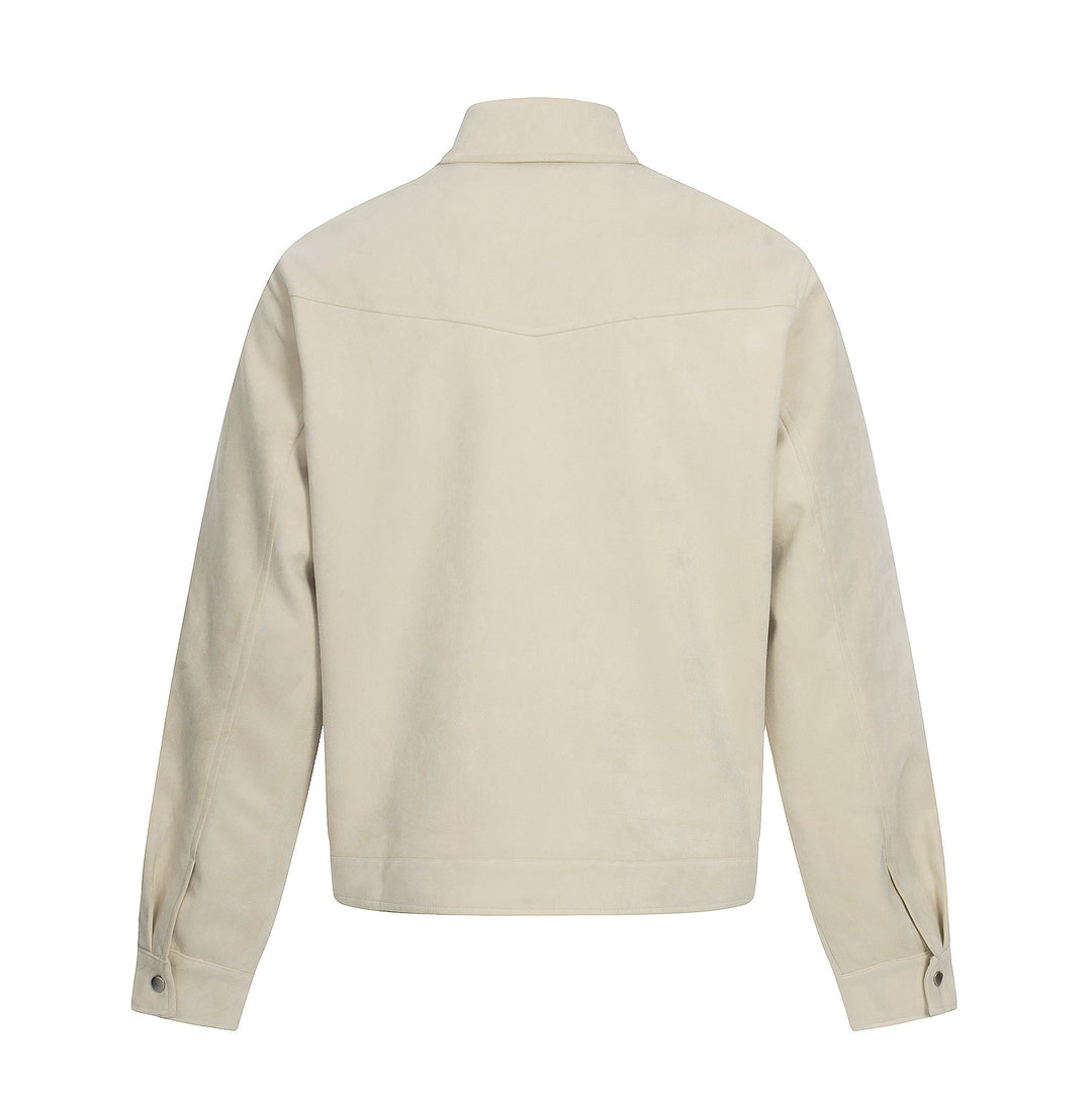 Herren Kurz geschnittener Veloursleder-Blouson mit Stehkragen, Zierstickerei und Knebelverschluss Shop Nory