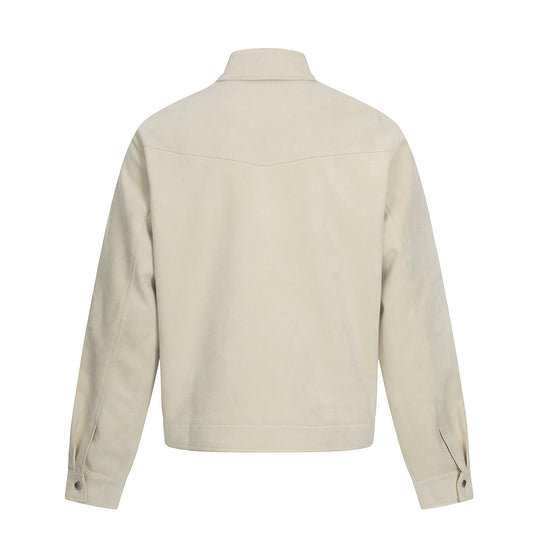 Herren Kurz geschnittener Veloursleder-Blouson mit Stehkragen, Zierstickerei und Knebelverschluss Shop Nory