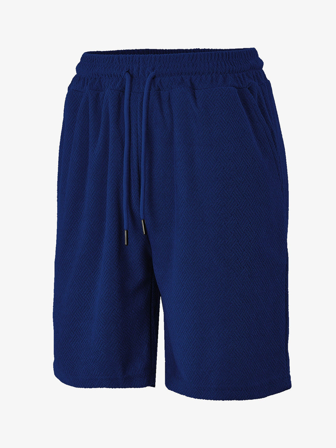 Herren nan Frottee-Shorts mit Fischgrätstruktur, elastischem Kordelbund und Seitentaschen Shopnory