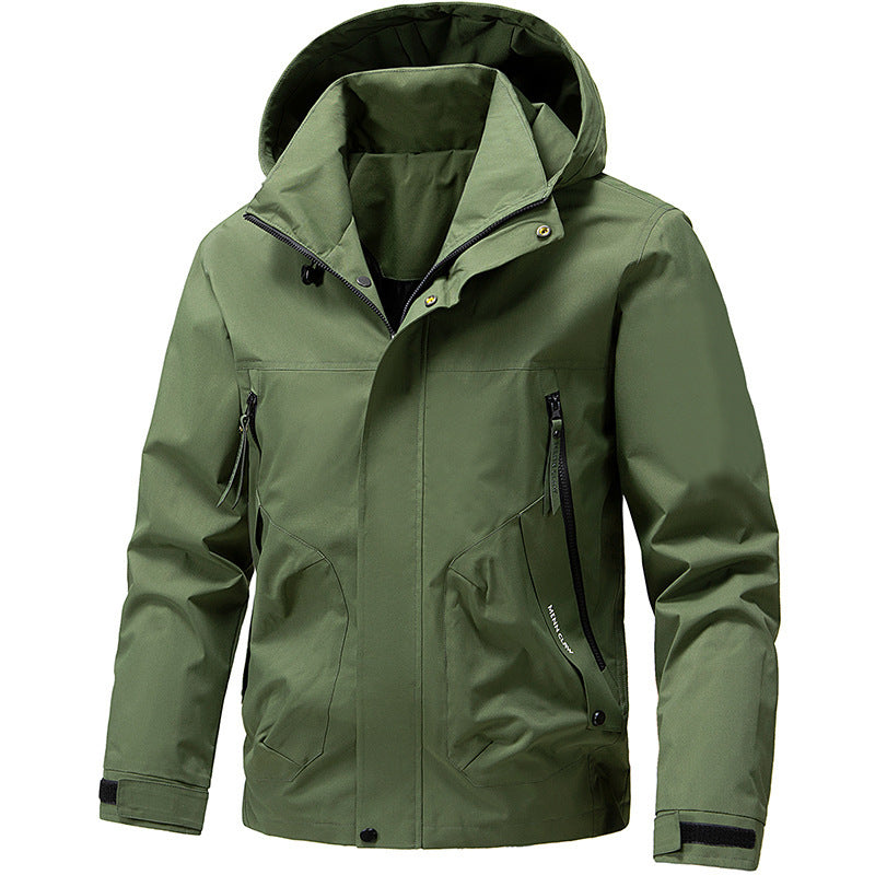 Herren Atmungsaktive Softshell Outdoorjacke mit winddichter Membran, verstellbarer Kapuze und Reißverschlusstaschen Shop Nory