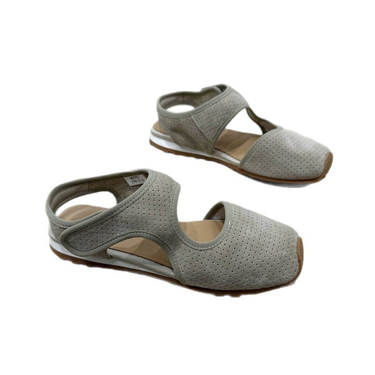 Damen Perforierte Wildleder-Sandalen mit geschlossener Zehenkappe, Klettverschluss und ergonomischer Profilsohle Shop Nory