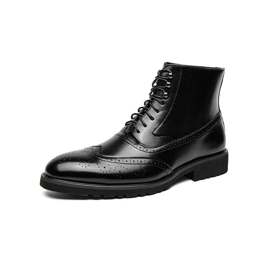 Herren klassische Brogue-Schnürstiefelette mit perforiertem Wingtip und griffiger Gummisohle Shop Nory