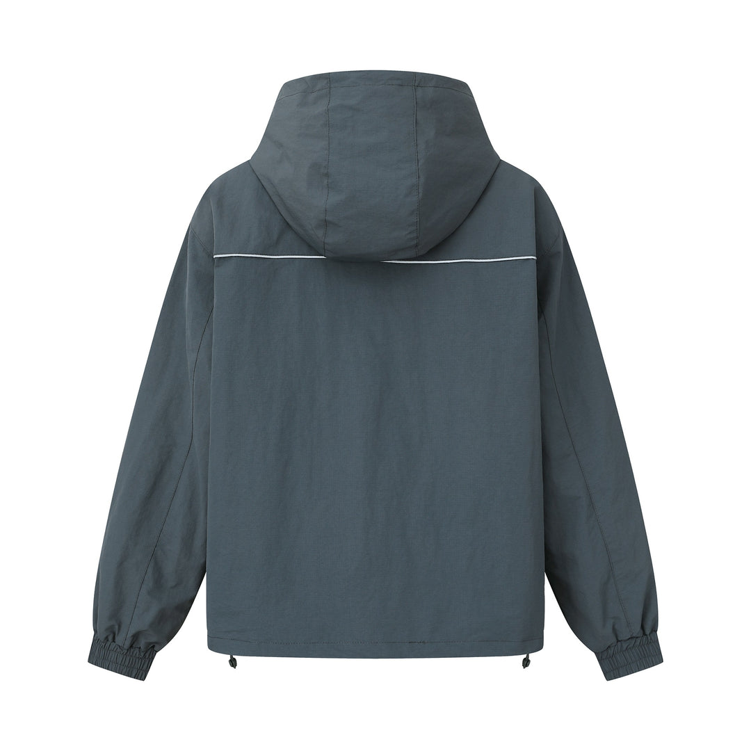 Unisex Leichtgewichtiger Boxy-Kapuzenblouson mit Zwei‑Wege‑Reißverschluss und Kordelzugsaum Shop Nory