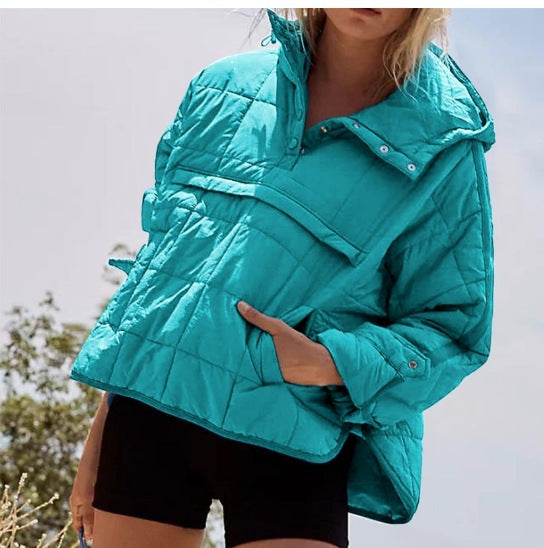 Damen Gefütterter Stepp-Anorak-Pullover mit Kapuze Shop Nory