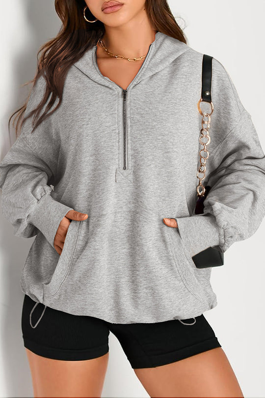 Damen Oversize-Halbzip-Hoodie mit Tunnelzug und Kängurutasche Shop Nory