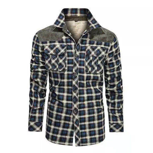 Herren Kariertes Flanellhemd mit Teddyfutter Sherpa-Innenfutter und Schulterbesatz Shop Nory