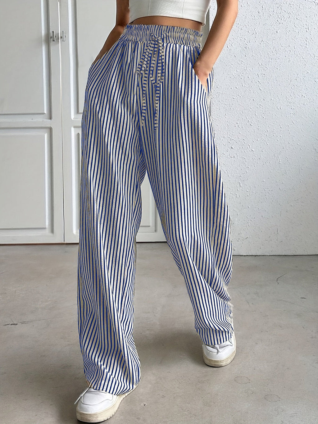 Damen Weite Streifen-Hose