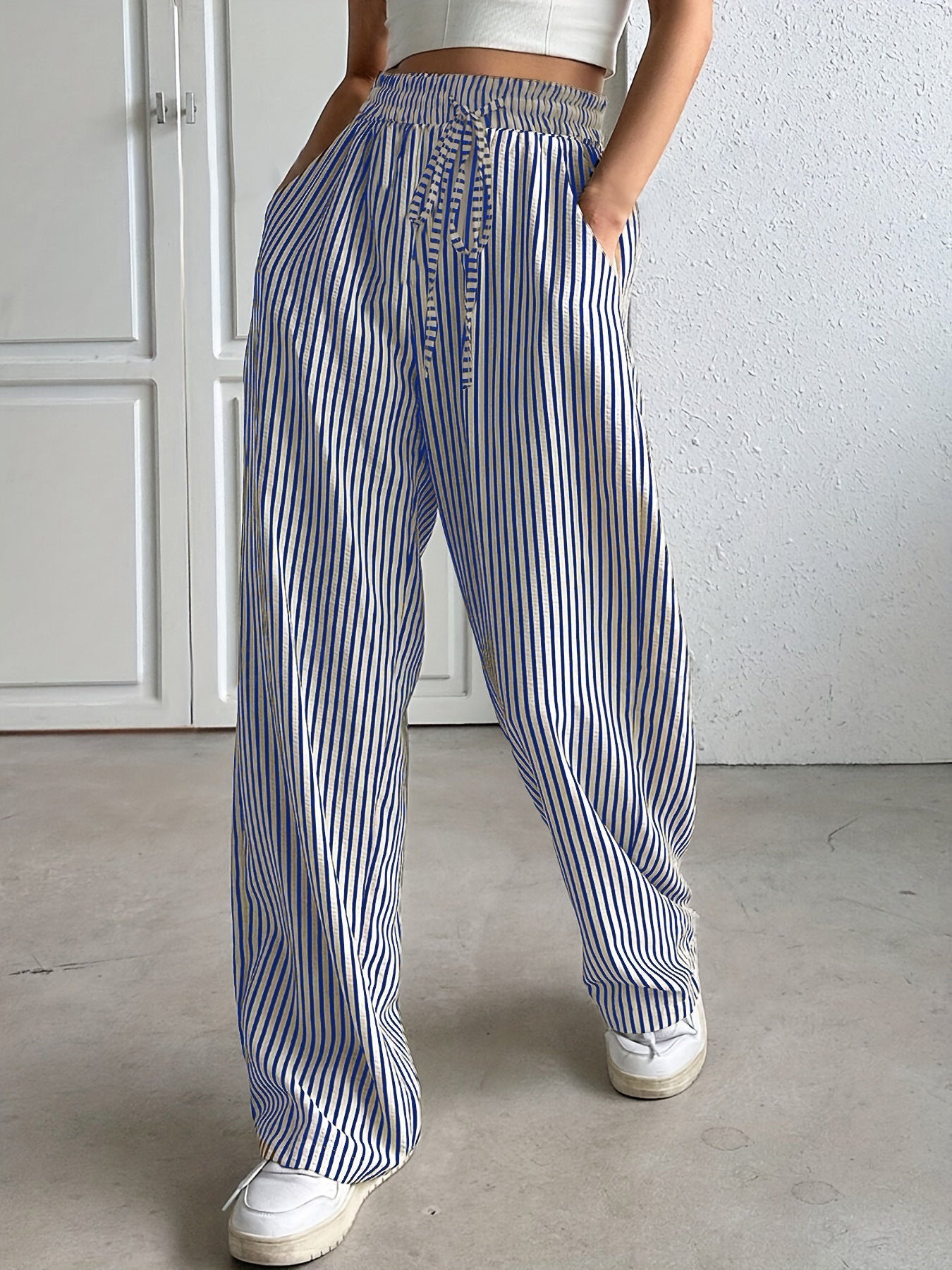 Damen Weite Streifen-Hose