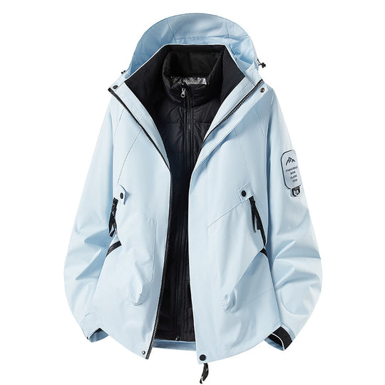 Herren Zwei-in-eins Wetterschutzjacke mit abnehmbarer Steppweste und verstellbarer Kapuze Shop Nory