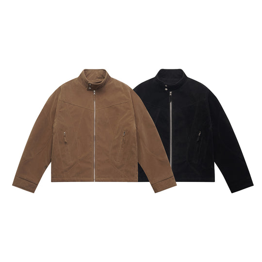 Herren Kurzblouson aus Velours‑Suede mit hohem Kragen und ergonomischer Nahtführung Shop Nory