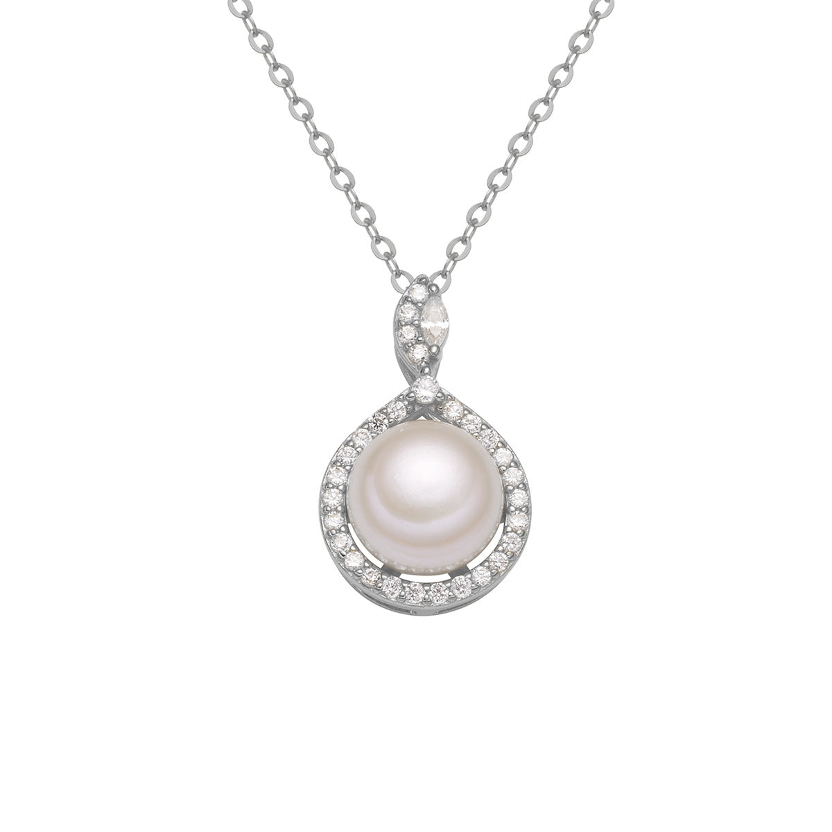 Damen filigrane Halskette mit elegantem Perlenanhänger und funkelnden Zirkonia Shop Nory