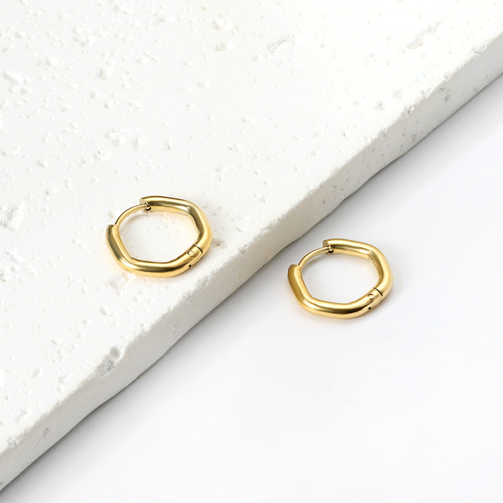 Damen Edelstahl Ohrringe im modernen, geschwungenen Design Shop Nory