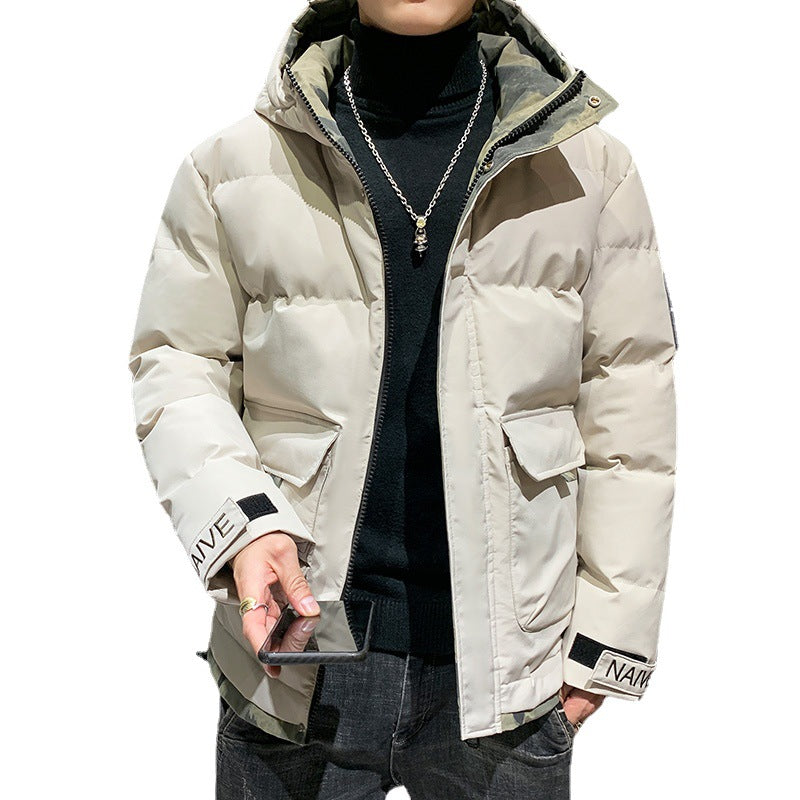 Herren gesteppte Kapuzenjacke mit Pattentaschen und verstellbaren Klettmanschetten Shop Nory