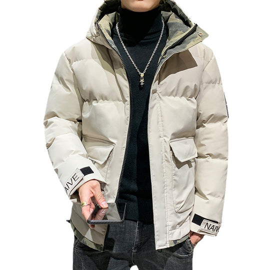 Herren gesteppte Kapuzenjacke mit Pattentaschen und verstellbaren Klettmanschetten Shop Nory
