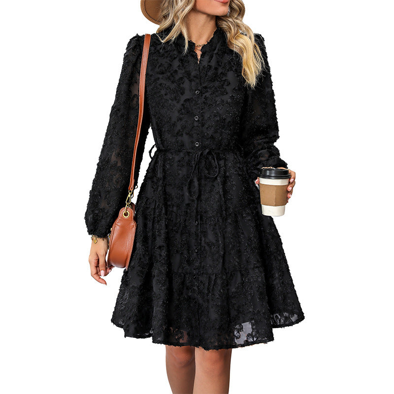 Damen Elegantes Langarmkleid mit Rüschen Shop Nory