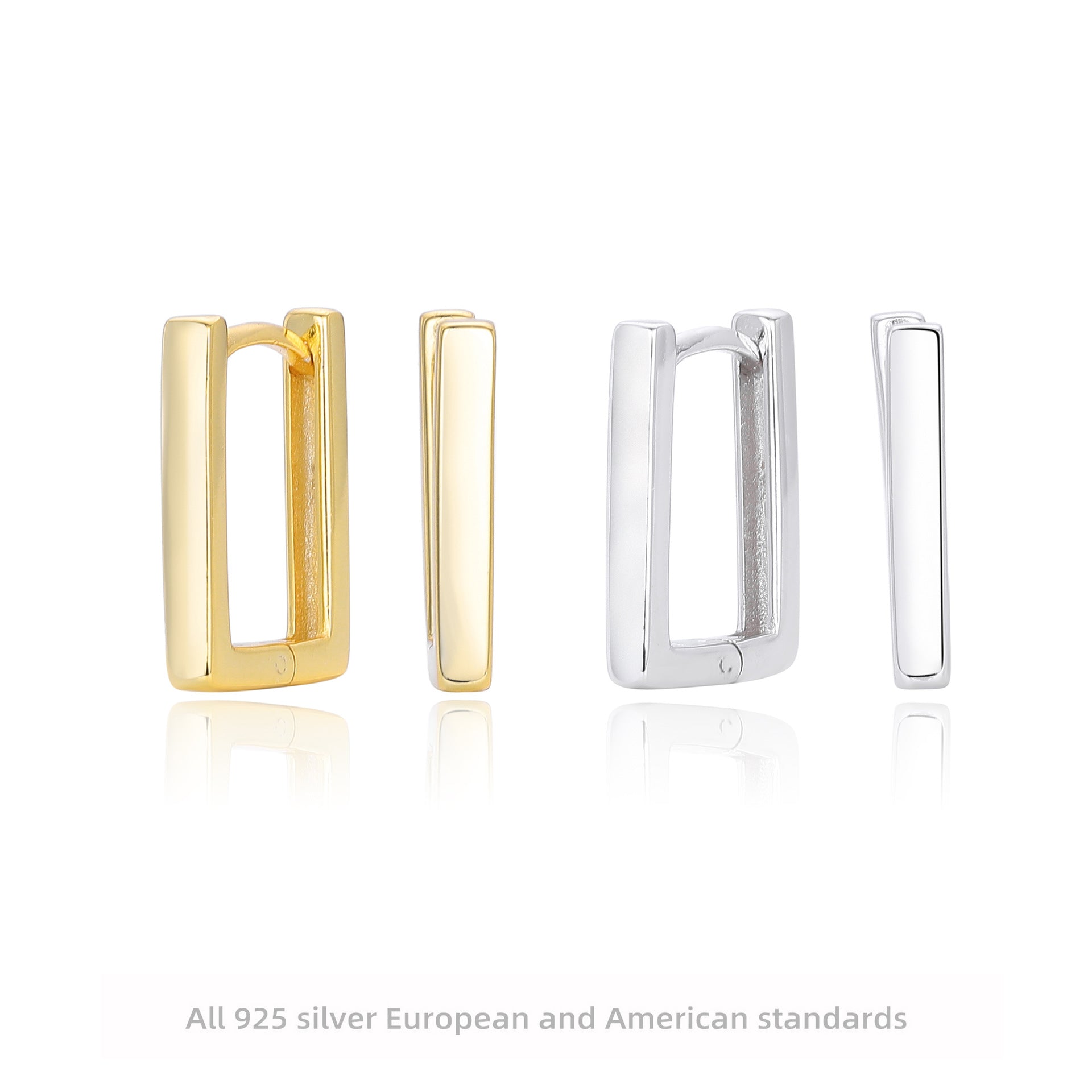 Damen Ohrstecker mit minimalistischer rechteckiger Form aus 925 Sterling Silber Shop Nory