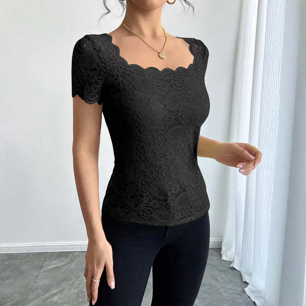 Damen Spitzenbody mit eleganten Abschluss
