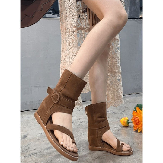 Damen knöchelhohe Veloursleder‑Sandalette mit Zehenring und verstellbarem Schaftriemen Shop Nory