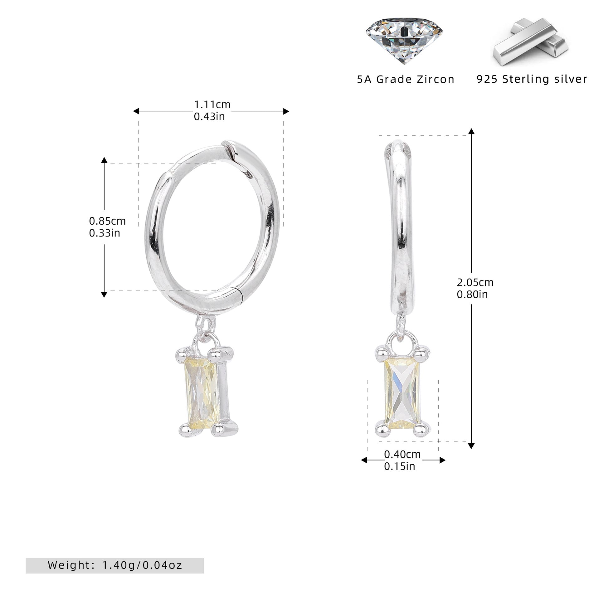Damen Ohrhänger mit verführerischem Zirkonanhänger aus hochwertigem 925 Sterling Silber Shop Nory
