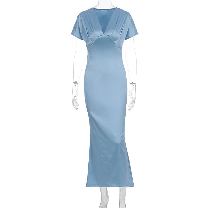 Damen Maxikleid mit elegantem Wickeloberteil und fließendem Saum Shopnory