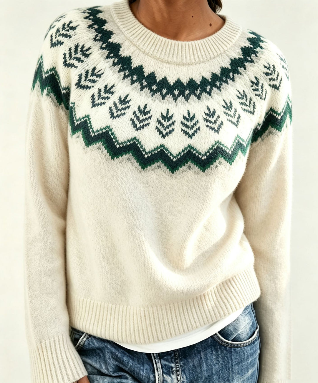 Damen Rundhalsausschnitt Norweger-Pullover mit Fair-Isle-Jacquard Shop Nory