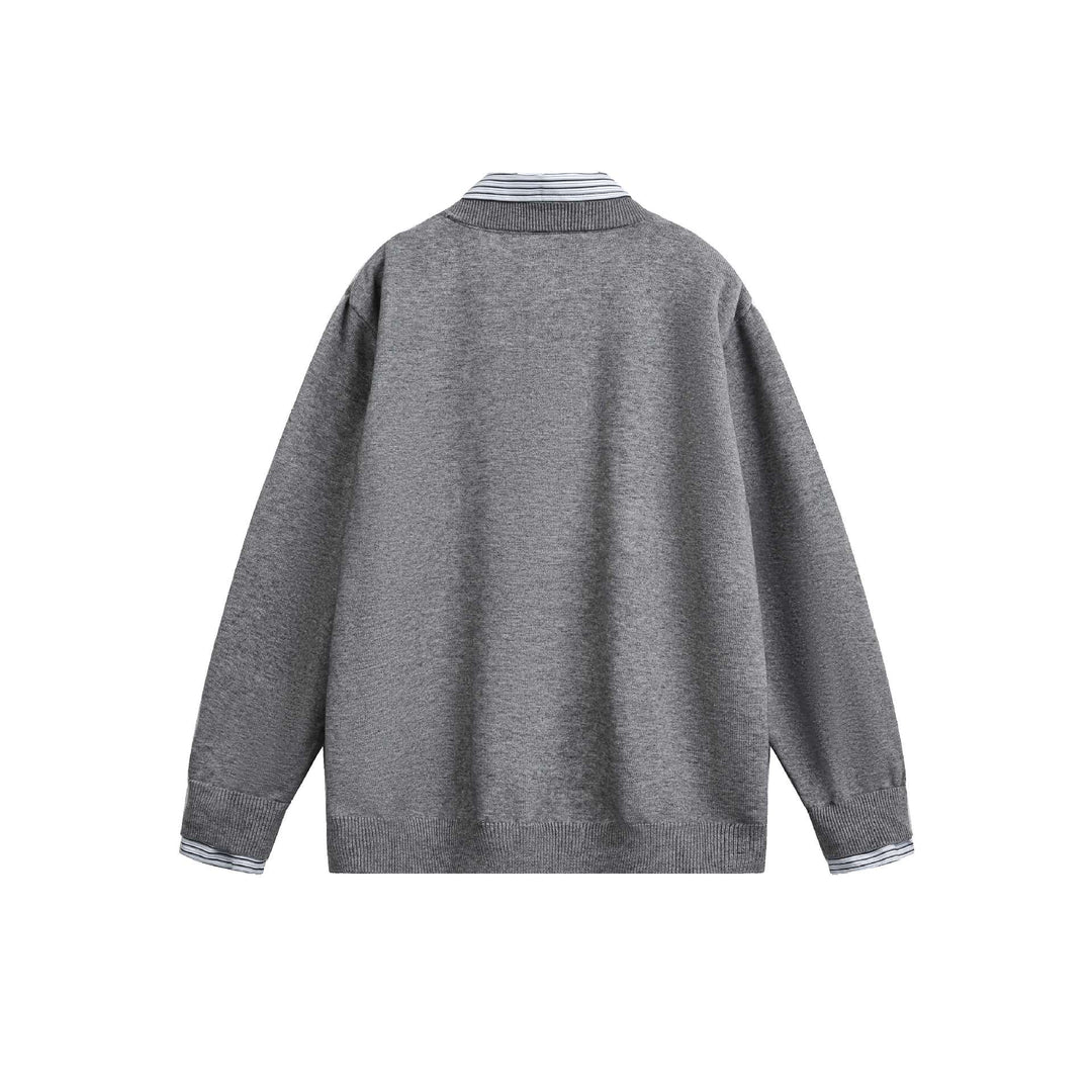 Unisex Lagenlook Strickcardigan mit eingearbeitetem Hemdkragen und Knopfleiste Shop Nory