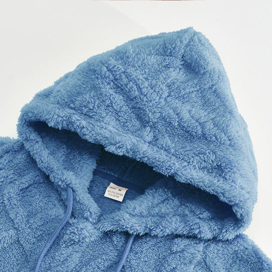Unisex Kuscheliger Teddy-Hoodie mit Zopfstrick-Optik und Kängurutasche Shop Nory