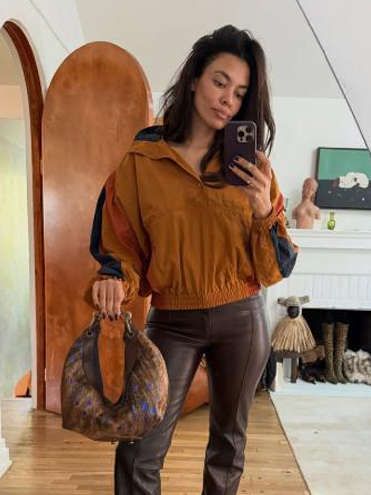 Damen Kurz geschnittene Oversize-Blousonjacke mit Kapuze, elastischem Saum und Ballonärmeln Shop Nory