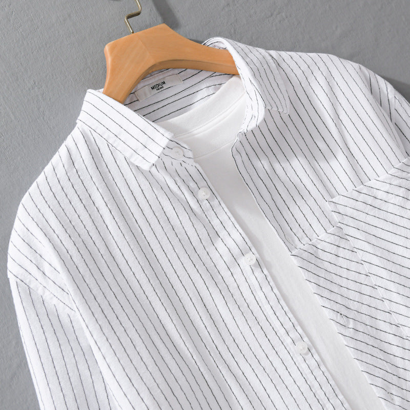 Herren Nadelstreifen-Hemd im Relaxed-Fit mit diagonalem Brustpatch Shop Nory