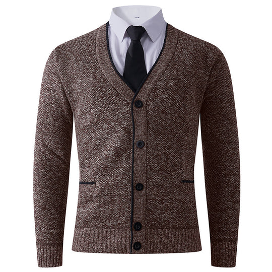Herren Strukturierte Strickcardigan mit V-Ausschnitt, Knopfleiste und Eingrifftaschen Shop Nory