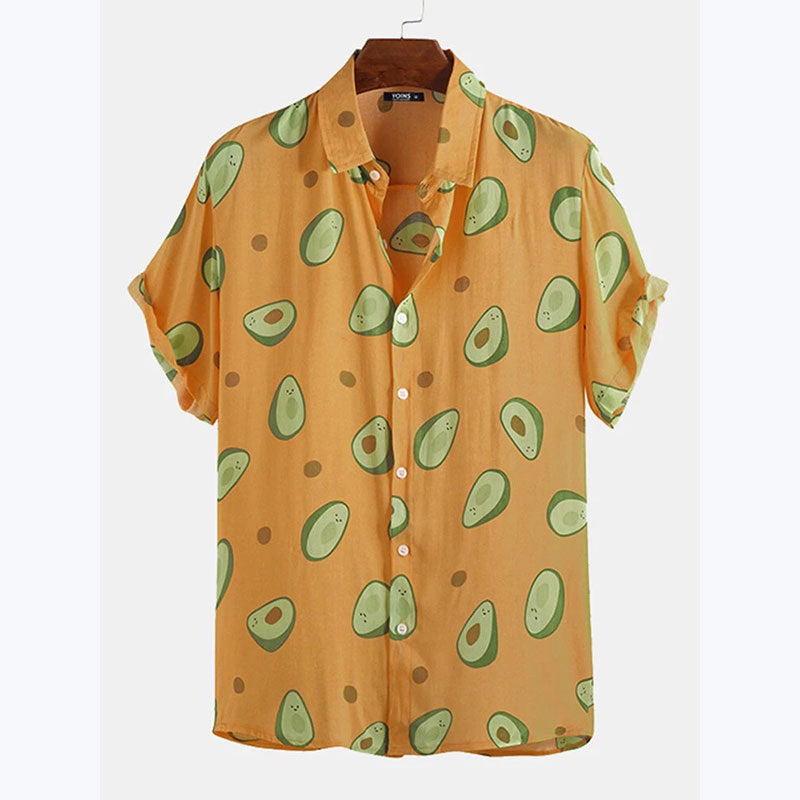 Herren Kurzarmhemd mit frischem Avocado-Muster