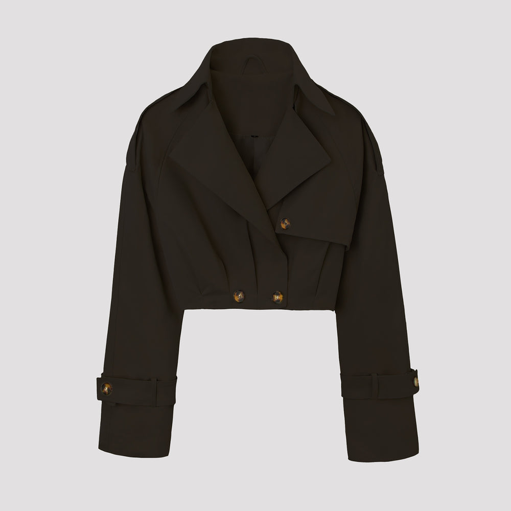 Damen Kurzjacke im Trenchcoat‑Stil mit weitem Revers Shop Nory